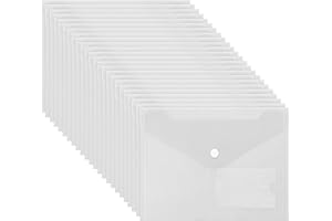 ‎BELLE VOUS Belle Vous A5 Clear Plastic Document Folder (Pack of 24) - A5 Portfolio Folder with Press Stud Closure & Card Label Compartment - Paperwork, Documents, Receipts & Envelope Folder