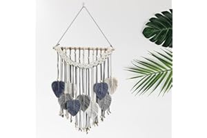 Icelsa Macrame da Parete, Fatto a Mano Geometrico Arazzo Foglie Forma Tessuti Arazzo per Soggiorno, Camera da Letto, Studio, Decorazione Domestica
