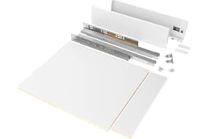 Emuca - Kit cassetto per cucina o bagno con pannelli inclusi e guide con estrazione totale con chiusura soft, altezza 93 mm per modulo 450 mm e profondità 500 mm, bianco.