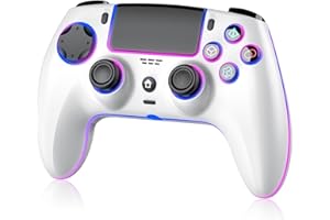 JORREP Wireless Controller für PS5/Pro/Steam Deck/PC/MAC/iOS/Android10,Gamepad Controller mit RGB-Beleuchtung/Dual-Vibration/Turbo/Motion Sensor/programmierbar/Headset Anschluss/1500-mAh-Akku