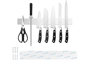 Tysonir 20 Inch Stainless Steel Magnetic Knife Holder for Wall, Strong and Secure Magnetic Knife Rack for Metal Kitchen Utensils, Wall or Fridge Holder Tool Holder,Silver