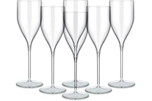 TUNDRA ICE INTERNATIONAL - Juego de 6 Copas de CHAMPÁN EVENT FLUTE 18cl. IRROMPIBLES, de SAN (Plástico Duro), BPA-Free, Reutilizables y Lavables en lavavajillas, para CHAMPAGNE y CAVA (Transparente)