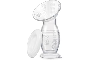 Yohcuro Manual Breast Pump, 4oz Food-Grade & BPA Free Silicone Pump with Lid, Breast Milk Collection, One-Size-Fits-All, High-Temperature Resistant, No-Leak Design (White)