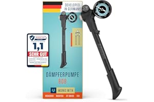 Alphatrail Dämpferpumpe Bob - Für alle Luftdämpfer und -gabeln 300 PSI / 20,7 Bar Maximaldruck 2-Stufen-Ventil I Druckablassk