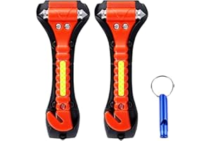 Yishik 2 Pack Car Safety Hammer Emergency Escape Tool with Seatbelt Cutter Rescue Survival Kit