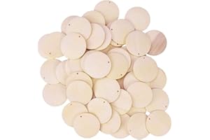 YSISTER 100 Stück Holzscheiben mit Loch, Holz Scheiben Verzierungen runde Holz Stücke mit Loch Für DIY Handwerk Dekoration Übe, Fertig zum Bemalen, Beschriften, Dekorieren und Färben, Durchmesser: ca.4cm
