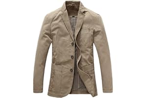 Allthemen Chaqueta Casual para Hombre Cazadora Slim fit de Manga Larga Algodón Lavado Trajes 3 Botones Blazer