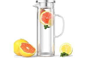 Uootach 1,5 l vattenglas karaff med lock, transparent och värmebeständig borosilikatflaska, perfekt för mjölk, juice, kaffe eller varmt vatten