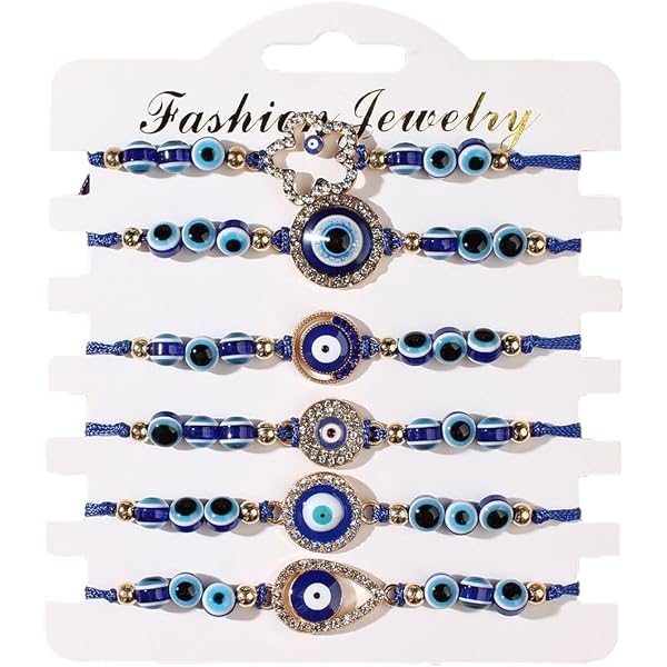 Set Di 6 Bracciali Dell'amicizia Con Occhio Turco (Nazar) - Regolabili, In Lega E Resina, Perfetti Come Regalo