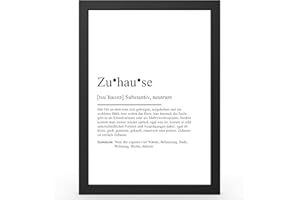 Urhome DIN A4 Kunstdruck Definition Zuhause inkl. Rahmen - Worterklärung wie im Duden Lexikon als Wanddeko Spruch-Poster Deko Wandbild mit Spruch gerahmt für Wohnung Familie Geschenk