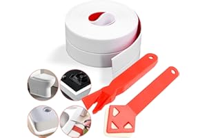 LTTORJF Joint Salle De Bain, 5m X 38cm Rouleau Joint Silicone Blanc Salle De Bain Joint Etancheite Douche Plinthe Souple Autoadhésive Ruban Adhésif Blanc Cuisine Ruban D'Étanchéité