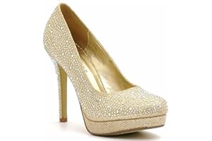 AYZAL Women Party Pumps High Heel Round Toe Platform Court Shoes for Wedding Bridal Glitter Heeled Pump Evening Courts Shoes