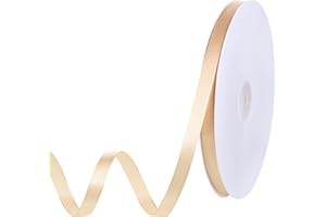 woric 109M(120Yards) Champagne Gold Ribbon 3/8Inch, Thin Satin Ribbon Fabric Ribbon Gift Ribbon Polyester Gold Ribbon for Gift Wrapping Bows Balloons Crafting Decorations Wedding Party
