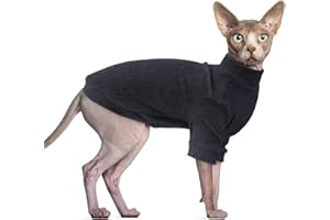 Oslueidy Sphynx Haarlose Katzen Weste Rollkragenpullover, Langärmlige Einteiler Katzenbekleidung Katzenbody, Kätzchen Katzen Pullover Shirts für Sphynx/Cornish Rex/Devon Rex/Peterbald