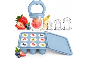 WeSweet fruktmatare för baby – silikon isglassformar med 3 extra matare napp – för tandlindring och självmatning av spädbarn