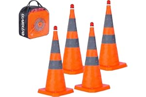 GUARDLEAD Cônes de sécurité cônes de signalisation Pliables Pop - up Polyvalents avec Cercles réfléchissants pour Le stationnement Routier Multi-usages (4, 70cm)