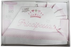 Compose' Culla Lenzuola MIO PICCOLO Cotone ricamato"principino""Principessa" (rosa)
