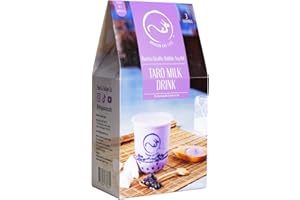 DRAGON CAT CAFE Dragon Cat Café Bubble/Boba Tea Kit (Pack of 3) Taro Flavour with Instant Tapioca Pearls and Tea Powder | Makes 3 Drinks | with 3 Paper Straws | BubbleTea Gift Set