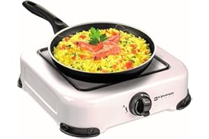 KEMPER - Réchaud gaz de camping 1 feu 1300W Blanc Grille amovible 4 Pieds