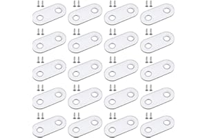 RtottiM Lot de 20 Fixation Droit Plat Plaques en Acier Inoxidable Double Trous avec Vis Inoxidable 36x16mm Plaque de Réparation Meuble Supports D’angle Plats
