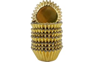 Miss Bakery's House® Mini moules à muffins en papier revêtus - Ø 32 mm x 20 mm - doré - paquet de 120 - pour petits muffins - caissettes à cupcakes effet métal