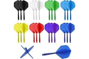 Bbtcxjs Lot de 24 ailettes de fléchettes intégrées avec tige, système de vols et de tiges intégrés, accessoires de fléchettes, avec filetage 2BA, accessoires de fléchettes professionnels (8 couleurs)