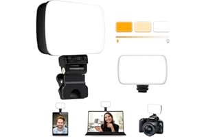 IVAOOZE Kit d'éclairage de vidéoconférence LED rechargeable avec sabot froid pour tablette/ordinateur portable/appareil photo, 10 niveaux de luminosité, 3 modes d'éclairage, batterie intégrée de 1500 mAh pour