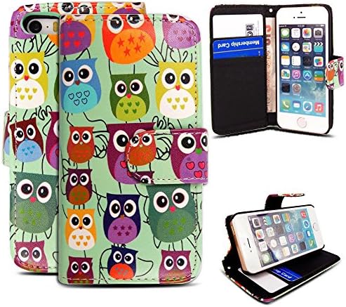MobileConnect4U® Printed PU Leather Wallet/Flip/Stand Case For iPhone 5/5S With Screen Protector. (Multi Owl)
