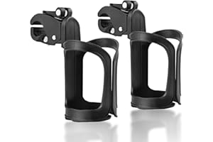 Gvolatee 2 Pcs Portabicchieri per Passeggino Universale, Regolabile Rotante a 360 Portabibite, Porta Borraccia Bici, Porta Biberon Sedia a Rotelle, per Bicicletta, Trolley, Mountain Bike (Nero)