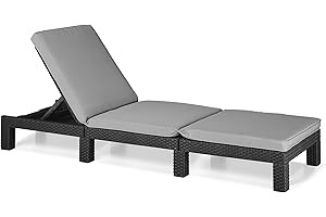 KETER Allibert Daytona Sunlounger - Graphite with Grey Cushion