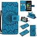 Produktbild Lonchee Huawei G Play mini / Huawei Honor 4C Leder Wallet Tasche Brieftasche Schutzhülle , Sonnenblumen geprägten Muster Design Hochwertige PU Leder Folio Tasche Case Hülle im Bookstyle mit Standfunktion Kredit Kartenfächer (blau)