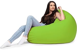 chilly pilley Beanbag Sillón con Relleno De Cuentas De Eps Beanbag Gigante para Interiores Y Exteriores Impermeable Multifuncional para Niños Y Adultos Muchos Colores (Verde, Ø 100 cm)