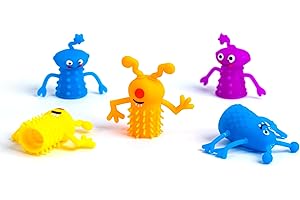 Toyseum 24 x Alien Finger Puppets, Fillers for Kids Space Themed Party Bags, Fun and Colourful Finger Monsters are Ideal for Children of Any Age, Pack of 24 (4 Vibrant Colours)