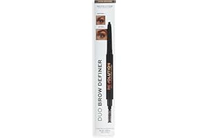 Makeup Revolution Duo Brow Definer Pencil, Add Definition, Includes Brush, Dark Brown