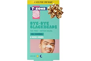 T-Zone Tea Tree & Witch Hazel Nose Pore Strips (6 Pieces) - Stocking Filler - Deep Cleansing Blackhead Remover Strips, Unclogs Pores, Removes Dirt & Oil, Tightens Skin for a Clearer Complexion