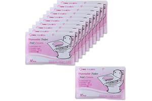 OSIAS Fundas de Asiento de Inodoro de Papel Descargable, 10 Paquetes (100 Unidades) + 1 Paquete Gratis, Cada Paquete Contiene 10 Fundas de Asiento de Papel, Uso en Baños Públicos