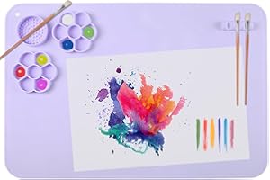 SOQKEEN Tappetino Silicone Pittura, 60 × 40 cm Tappetino Antiscivolo Pieghevole, Grande per Arti e Mestieri e Progetti di Bricolage (Viola)