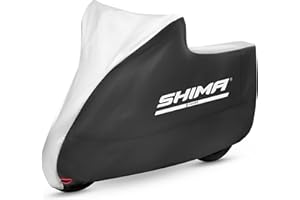 SHIMA X-COVER Pokrowiec na motocykl, wodoodporny, na zewnątrz, deszcz, duży, pyłoszczelny, odporny na deszcz, otwory na zamek UV, całoroczny, czarny, rozmiar XL
