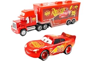 SWZY Red Racing Car & Container Truck Model Toys for Kids, 2Pcs Car Toys Set,Lightning Mini Race Car Figures Cake Topper Truck Cake Decoration,Small Play Vehicle Car Racing Cars Birthday Gifts for Kids