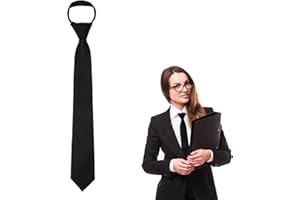 CIATBYYJ Cravate noire pour femme - 40 cm - Cravates pré-nouées réglables avec fermeture éclair - Uniforme JK avec fermeture éclair - Pour fille - Pour remise de diplôme, mariage d'affaires