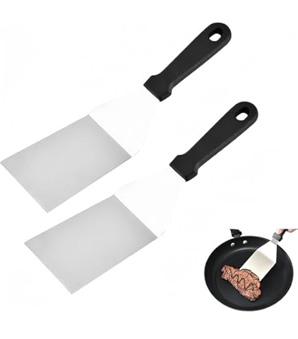 2 Spatole In Acciaio Inox Per Barbecue - Paletta Multiuso Per Bistecche, Hamburger E Cucina - Foto 2
