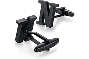 HONEY BEAR 1 Paar Herren Edelstahl Manschettenknöpfe Hochzeit Cufflinks Manschettenknopf Silber Buchstabe,MEHRWEG