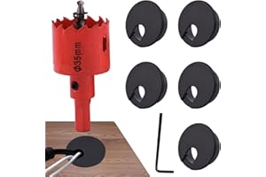 ALEOHALTER 5 x Schreibtischdurchführung, 35 mm, Schreibtisch-Lochabdeckung mit Lochsäge, Kabellochabdeckung für Computer, PC, Kabel-Organizer (wie abgebildet)