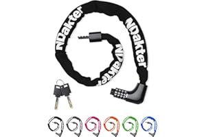 NDakter Bike Locks High Security with 4 Digit Combination and 2 Keys, 100cm/130m Bicycle Lock, 2 Ways to Unlock, Hardened Steel Bike Chain Lock for Cycle, Scooter,Motorbike,Gate, Fence