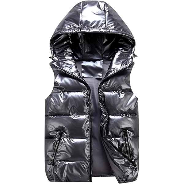 TONY BACKER Veste Court Hiver Brillante Homme - Coupe-Vent Imperméable Avec Capuche Amovible - Isolante Et Légère - 4
