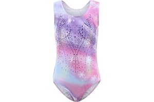Dkhsy Gymnastic Leotards for Girls Sleeveless Sparkle Leotard Gradient Color Dancewear One-Piece Dancing Ballet Gymnastics Athletic Leotards for Little Girl 5-14 Years…