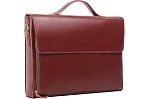 Leathario Sac Serviette Sac Homme Cuir Sac à Main Cuir Sac Messager Sac Ordinateur Cuir Veau Marron foncé pour Hommes