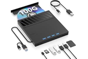 Lecteur Blu-ray externe Yaeonku, lecteur DVD/BD lecture/écriture, 4 ports USB et 2 cartes SD, USB 3.0 Type-C pour ordinateur portable, PC, Windows