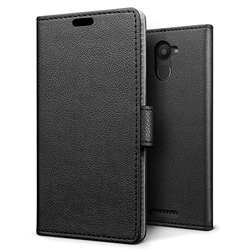 SLEO Funda BQ Aquaris U Plus  Cartera Carcasa Piel PU Suave Flip Folio Caja Super Delgado  Estilo Libro Soporte Plegable y Cierre Magn  tico  para BQ Aquaris U Plus - Negro