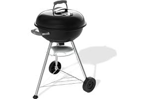 Weber Compact Kettle Charcoal Barbecue 47 cm with Stand & Wheels/Classic BBQ, Rust-Resistant Porcelain-Enamelled Finish, Ash 
